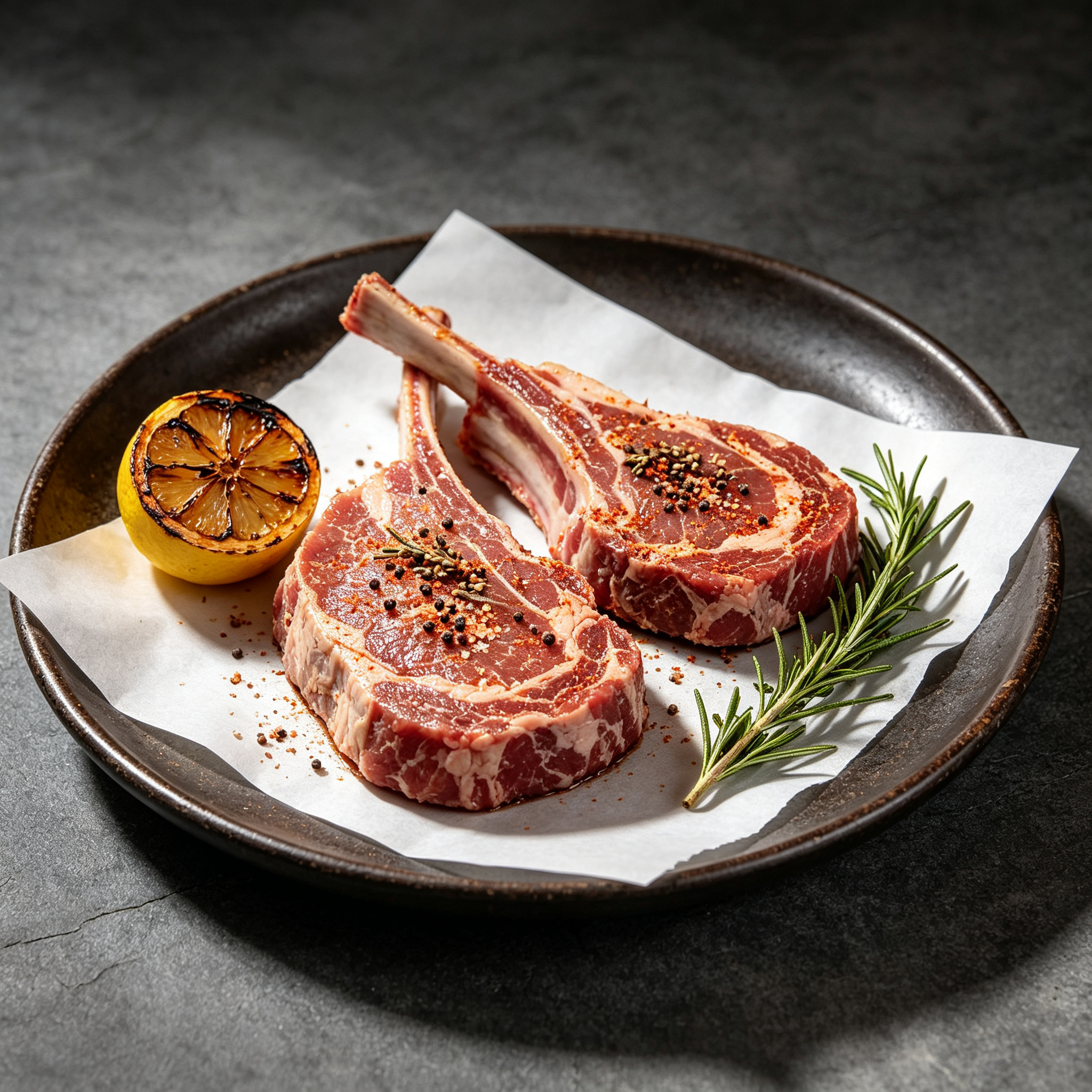 Raw Ribeye Steak, Grain-Fed Marble Beef Steak