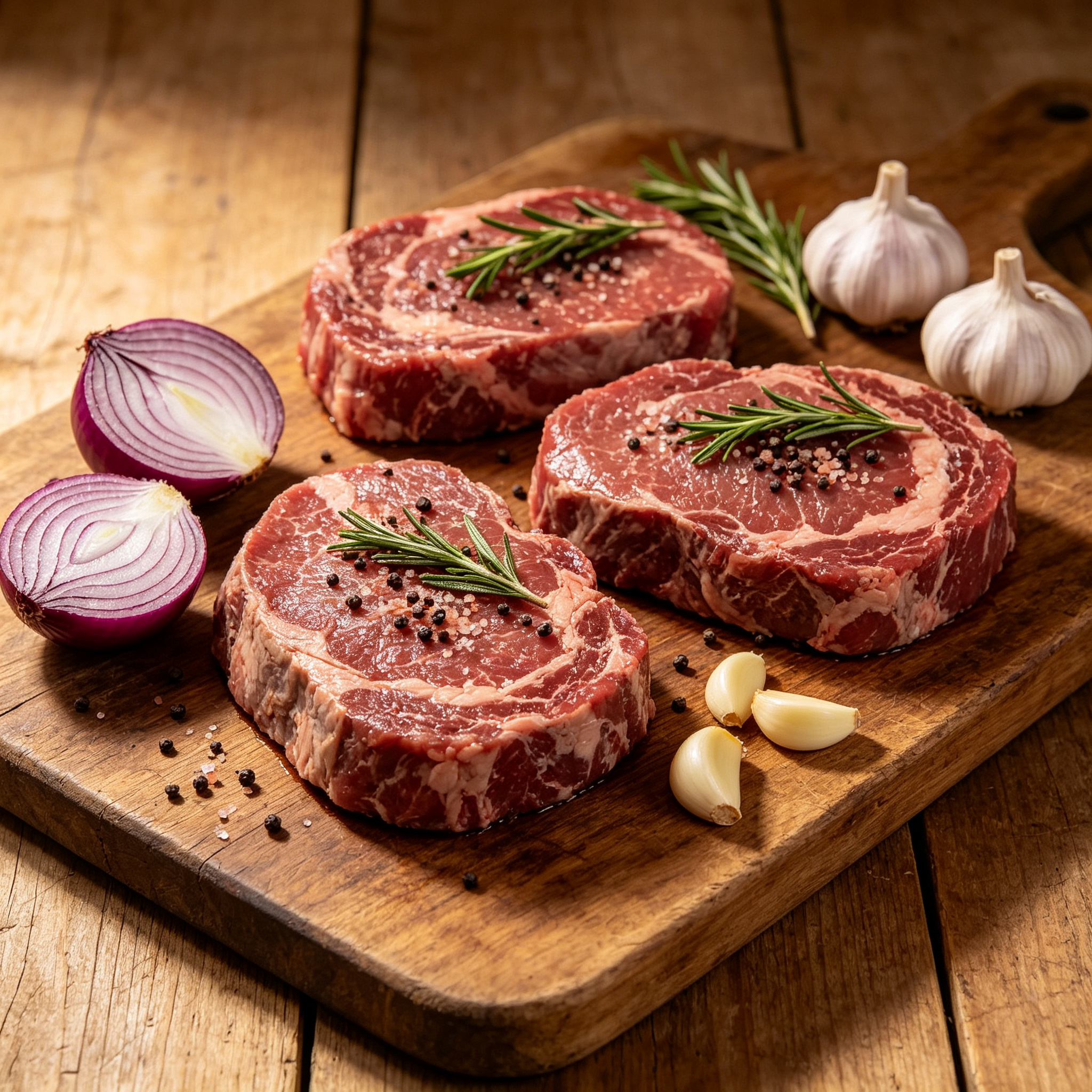 Raw Ribeye Steak, Grain-Fed Marble Beef Steak