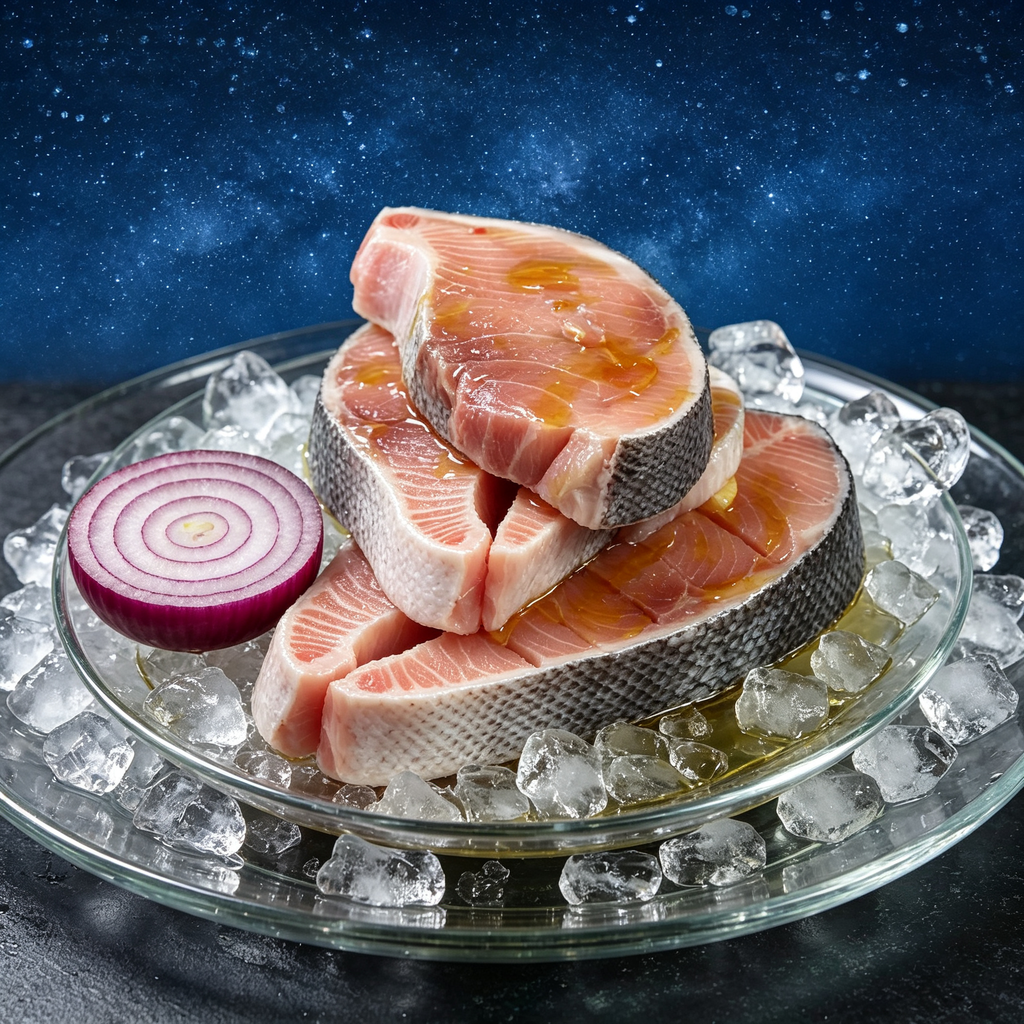 Thick Cut Atlantic Salmon Steak, Frozen Salmon Portion