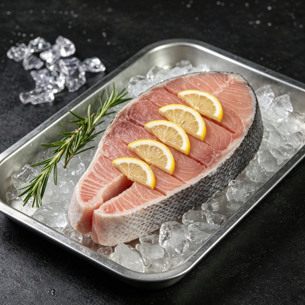 Thick Cut Atlantic Salmon Steak, Frozen Salmon Portion